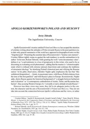 Apollo Korzeniowski's Poland and Muscovy