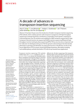 A Decade of Advances in Transposon-Insertion Sequencing