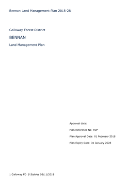 Bennan Land Management Plan 2018-28