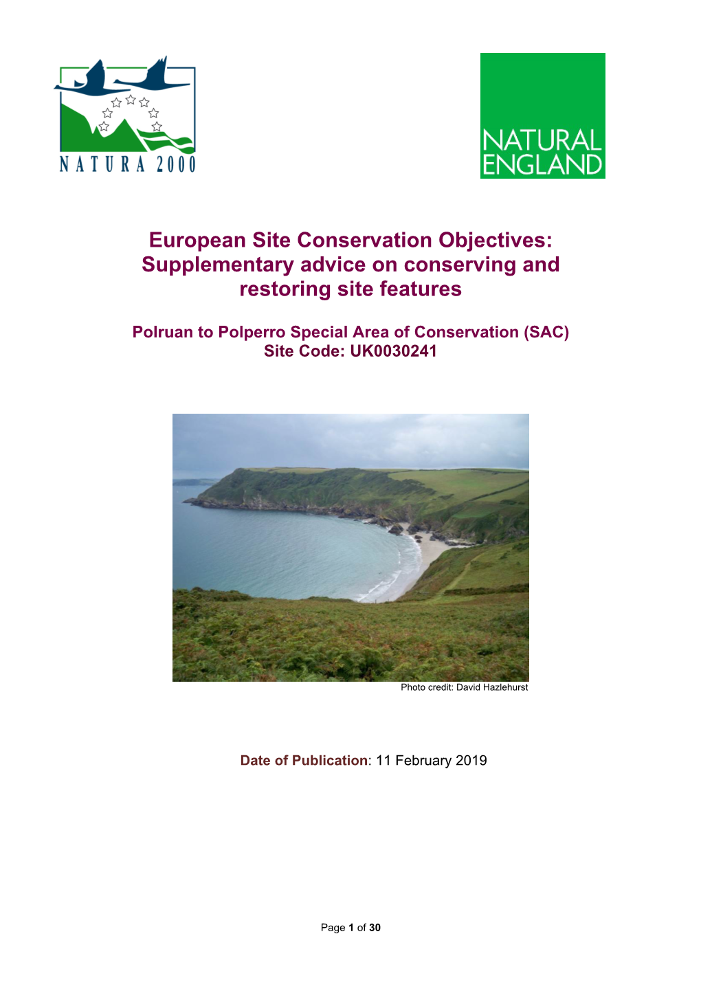 Polruan to Polperro SAC Conservation Objectives