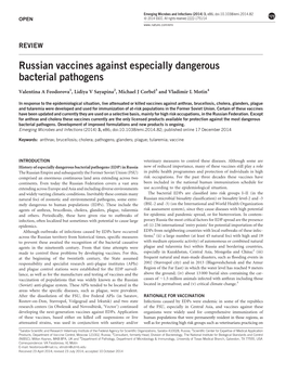 Russian Vaccines Against Especially Dangerous Bacterial Pathogens