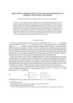 ERGODIC and SPECTRAL PROPERTIES an Interval Exchange