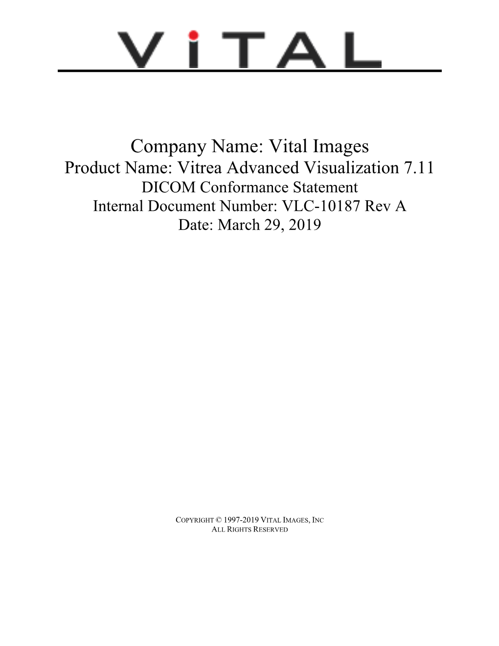 DICOM Conformance Statement for Vitrea Advanced