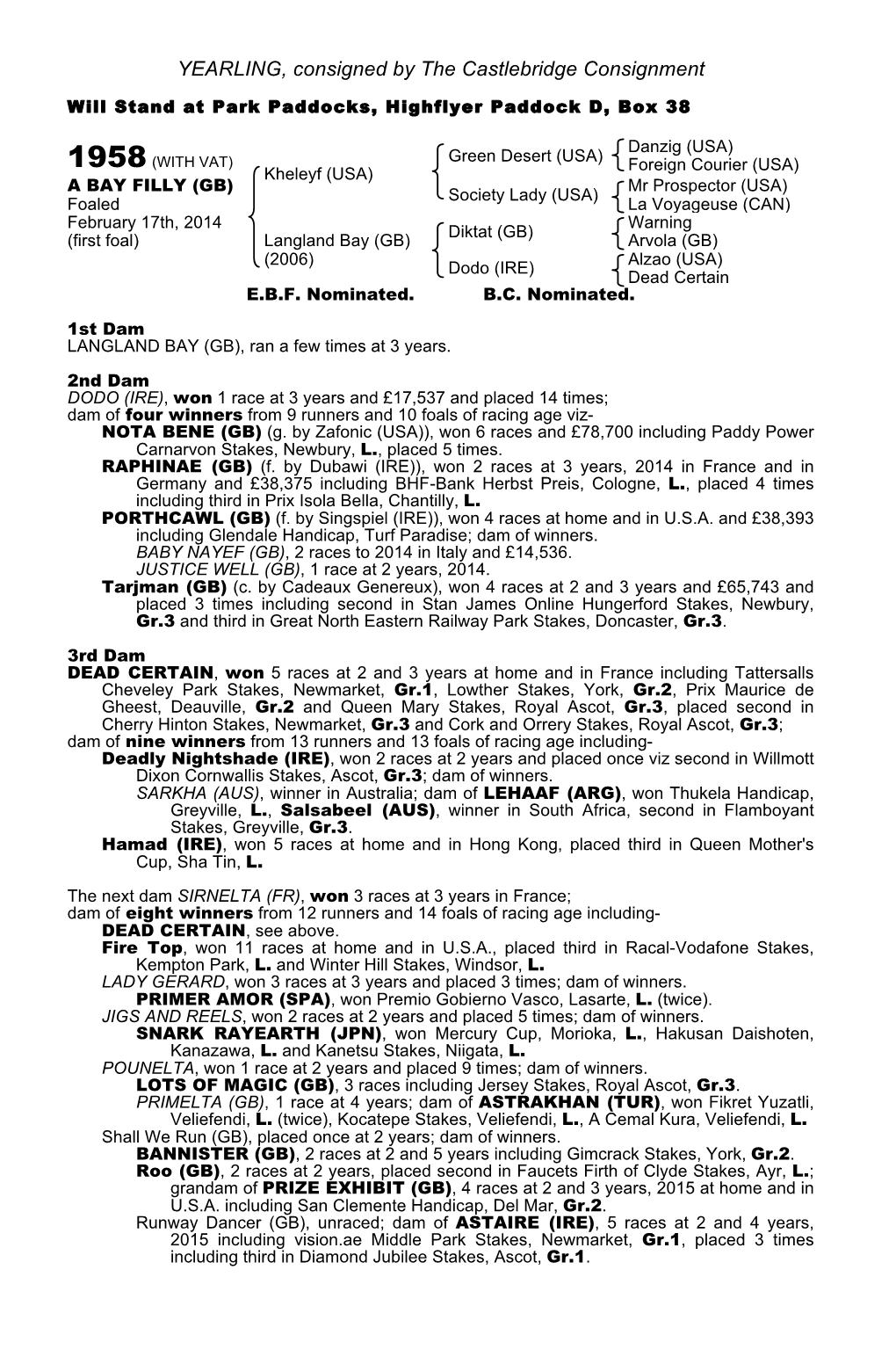 October Yearling Sale Book 1