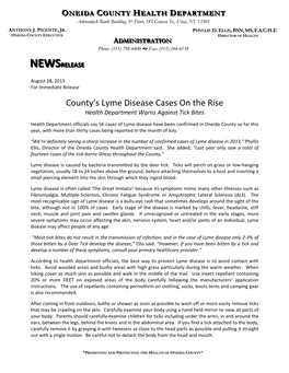 County's Lyme Disease Cases on the Rise