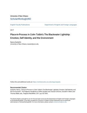 Place-In-Process in Colm Toãłbãłnâ•Žs the Blackwater Lightship: Emotion, Self-Identity, and the Environment