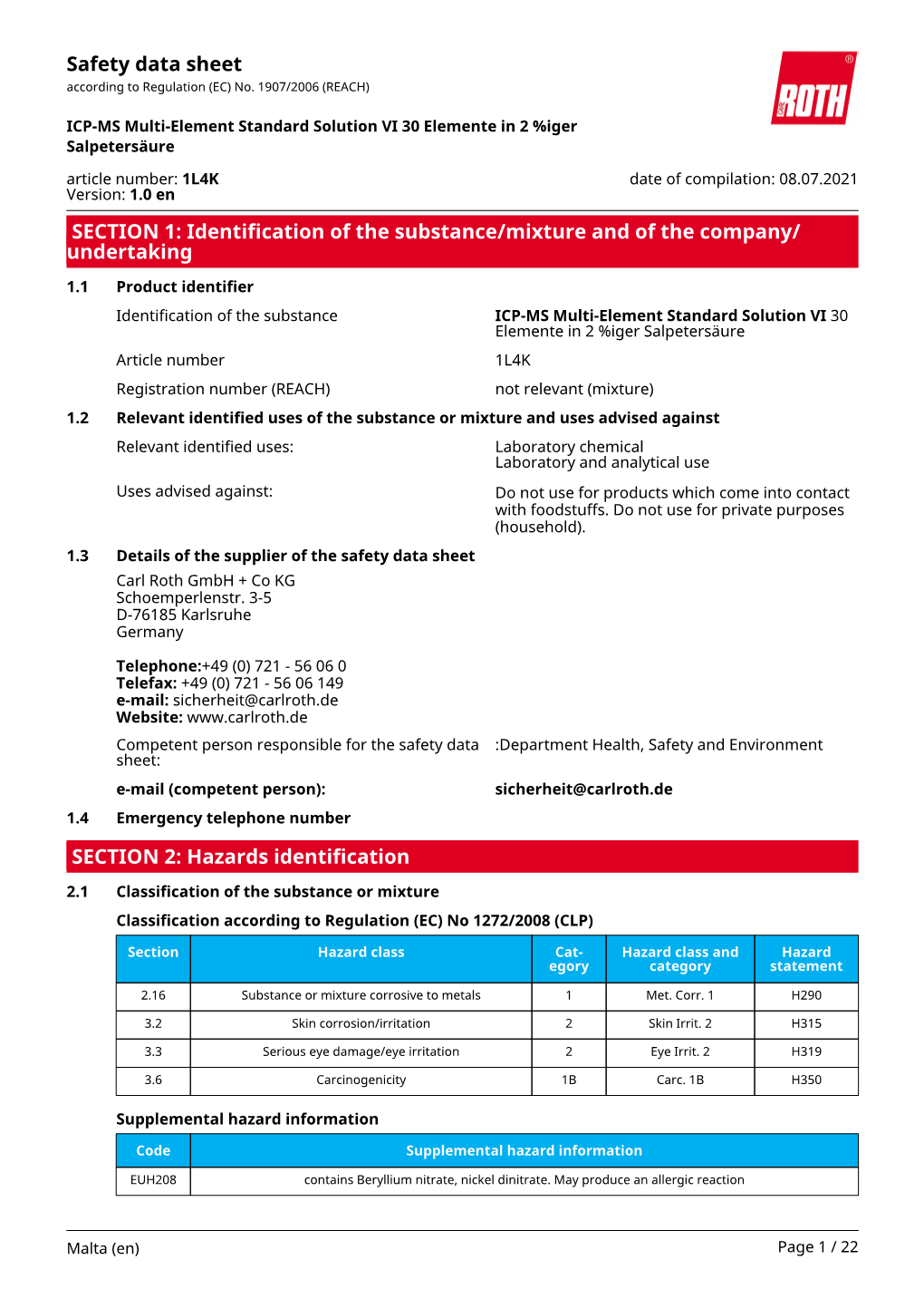 ICP-MS Multi-Element Standard Solution VI