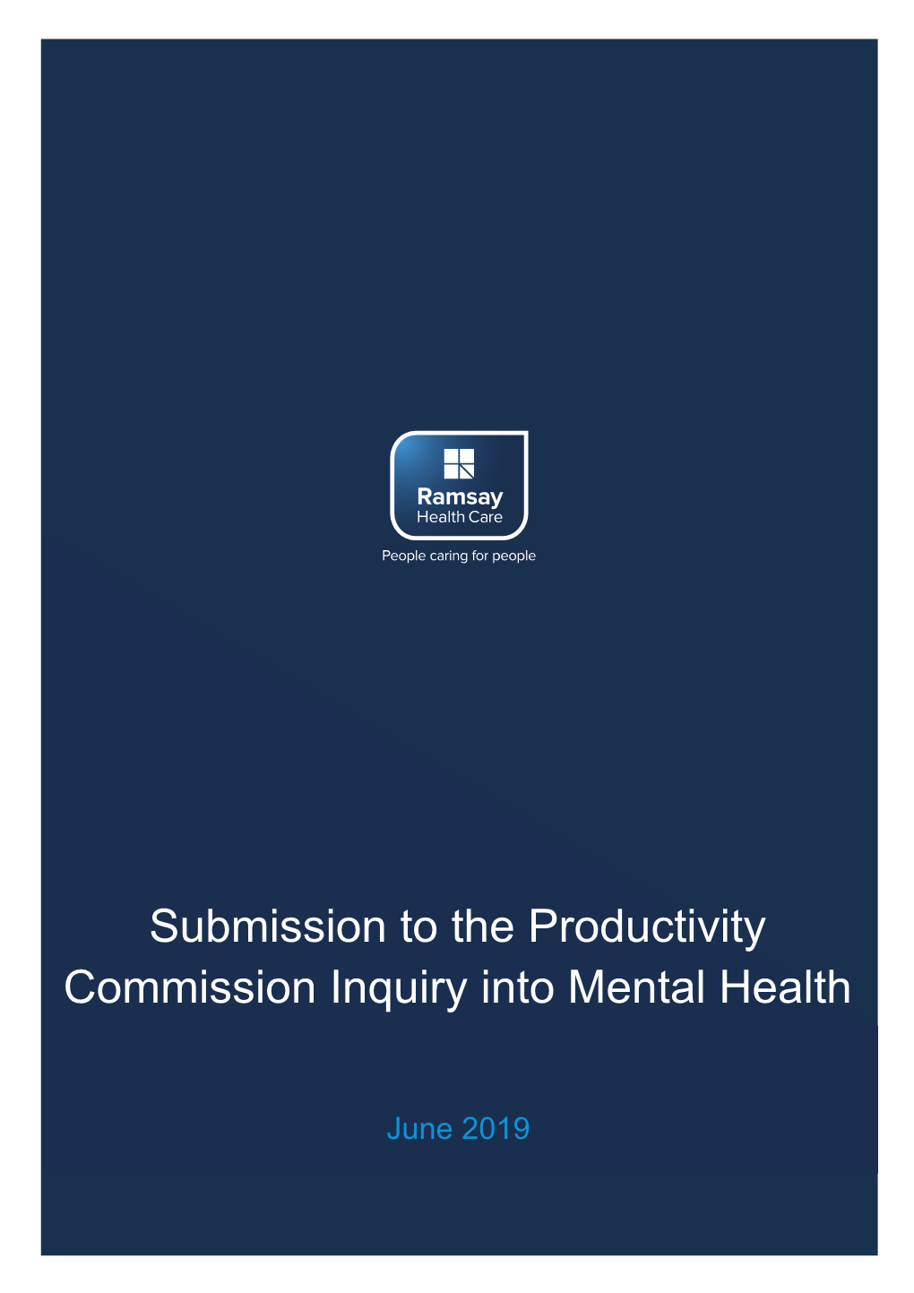 Submission to the Productivity Commission Inquiry Into Mental Health