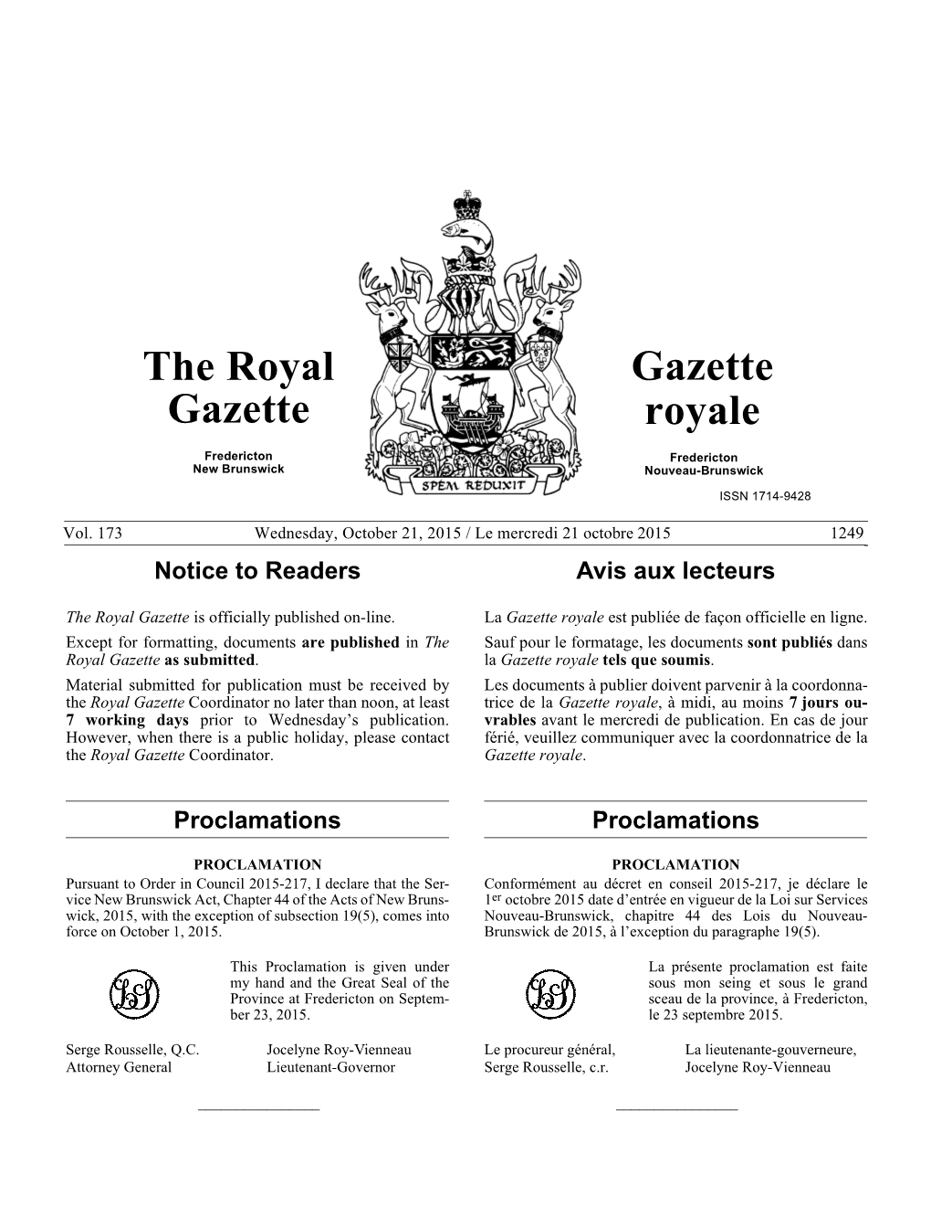 The Royal Gazette Gazette Royale