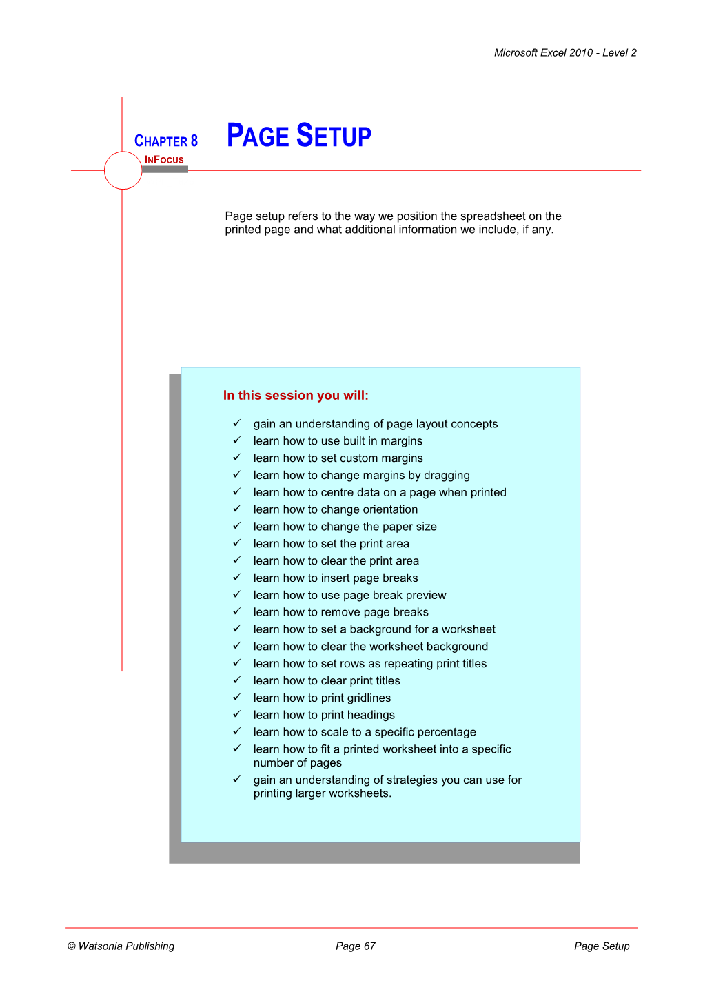 Chapter 8 Page Setup Infocus Wpl E826