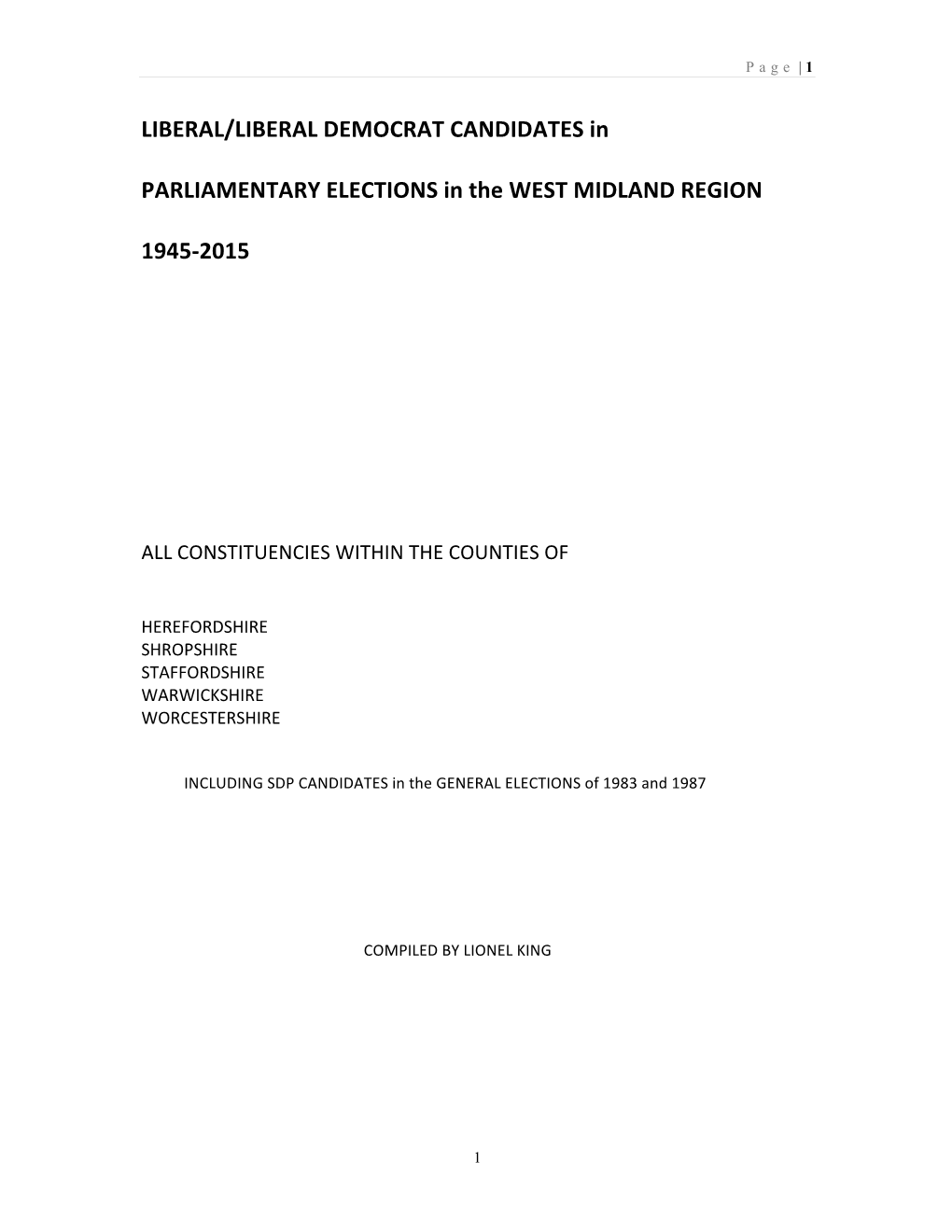 Candidates West Midlands