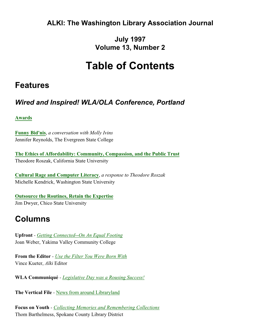 ALKI: the Washington Library Association Journal