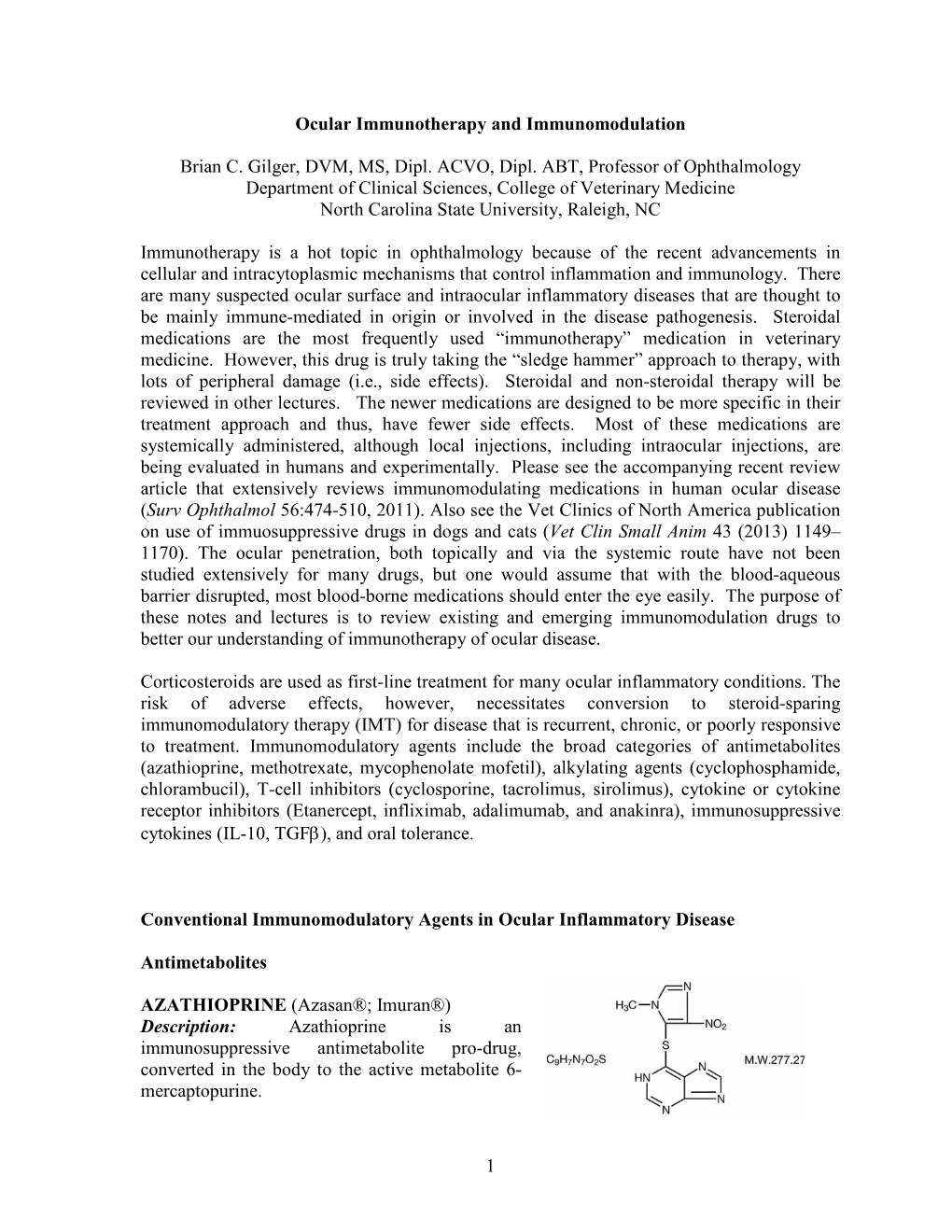 Ocular Immunotherapy and Immunomodulation