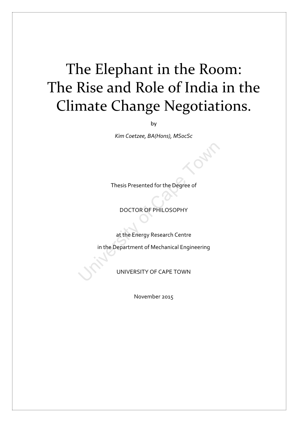 The Rise and Role of India at the UNFCCC Negotiations