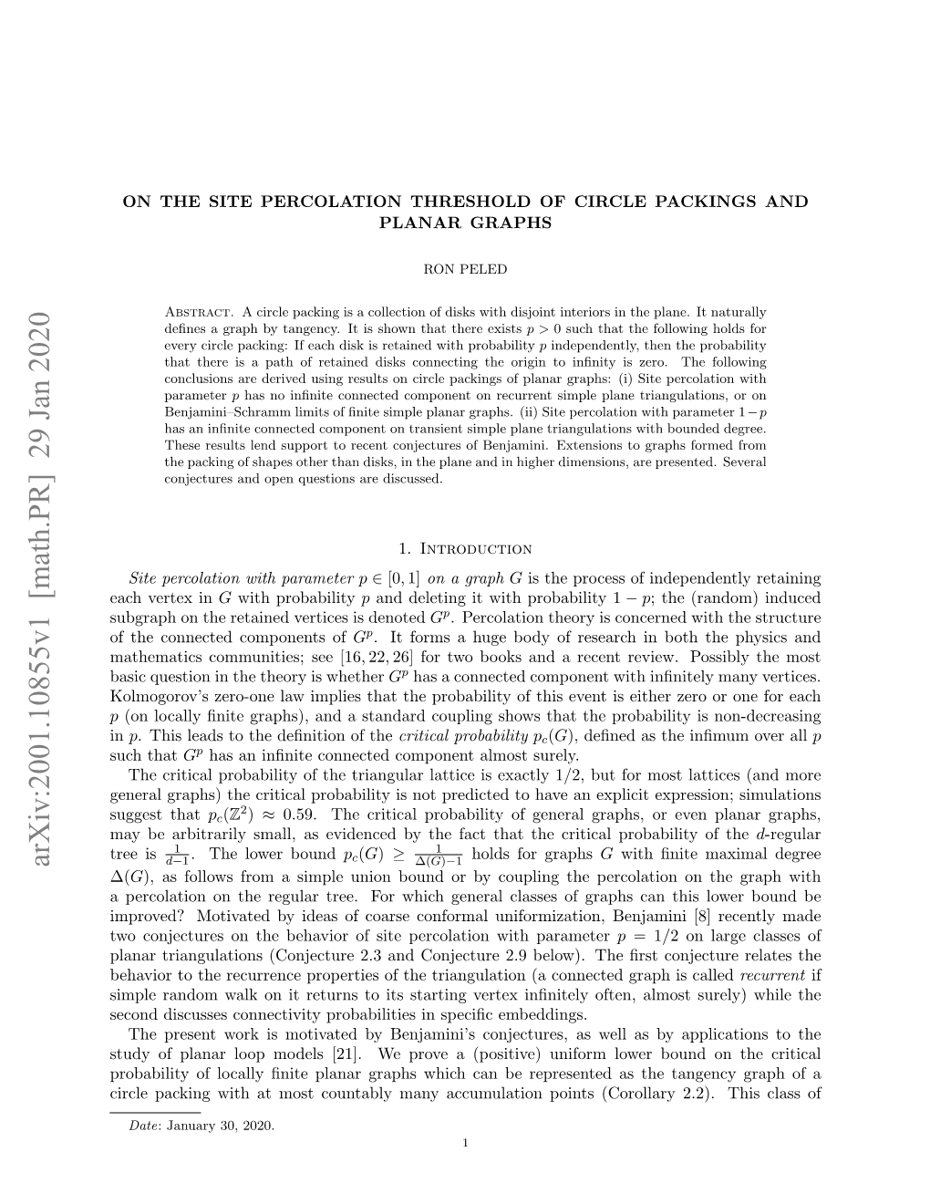 On the Site Percolation Threshold of Circle Packings and Planar Graphs