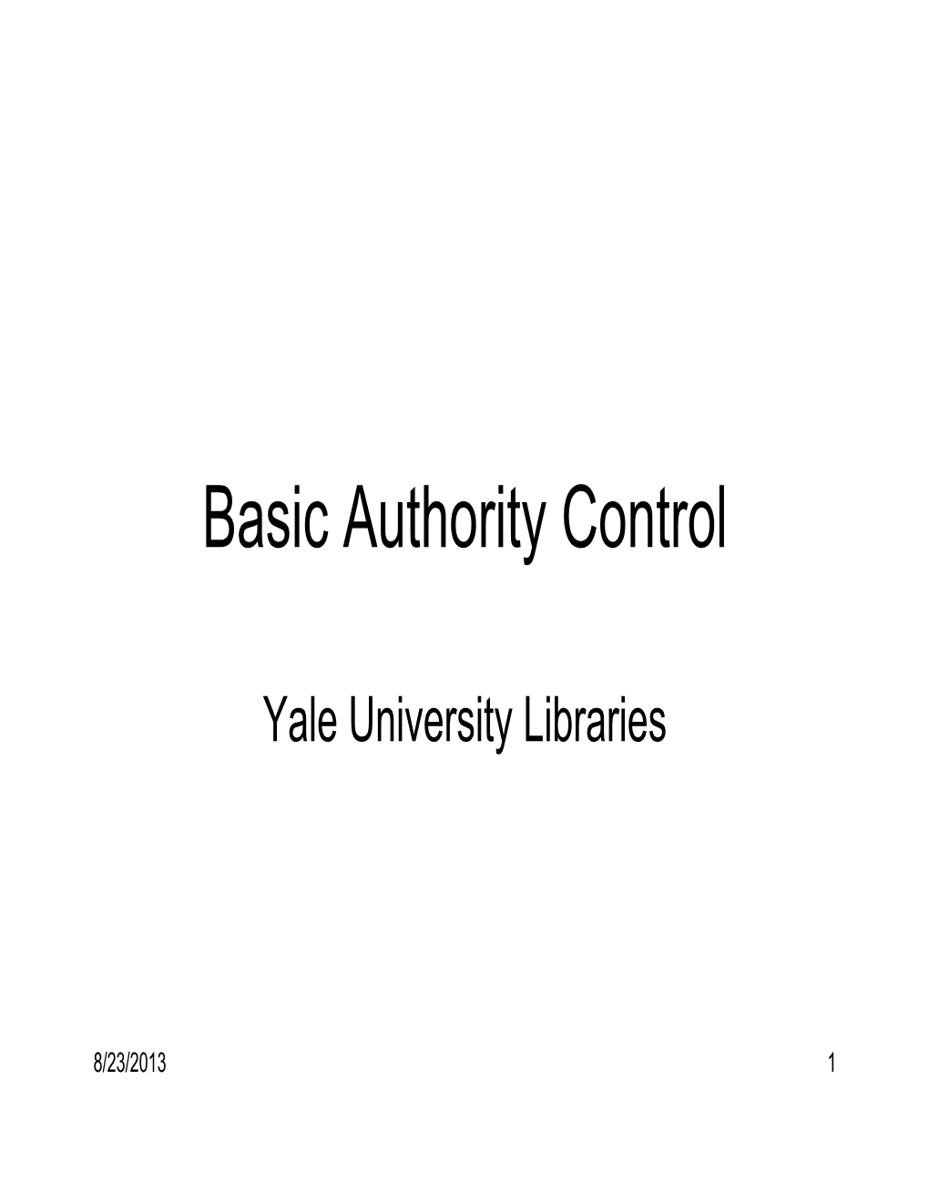 Basic Authority Control