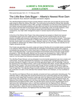 The Little Bow Gets Bigger – Alberta's Newest River