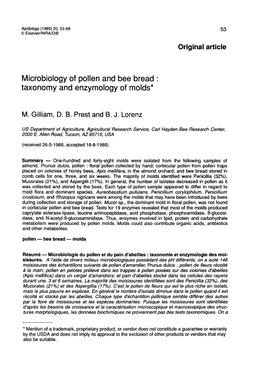 Taxonomy and Enzymology of Molds*