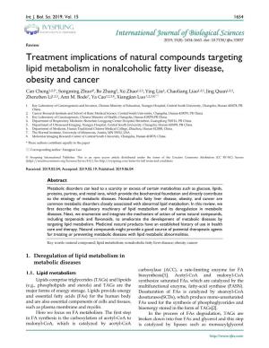Treatment Implications of Natural Compounds Targeting Lipid
