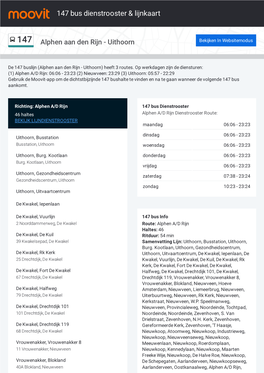 147 Bus Dienstrooster & Lijnroutekaart