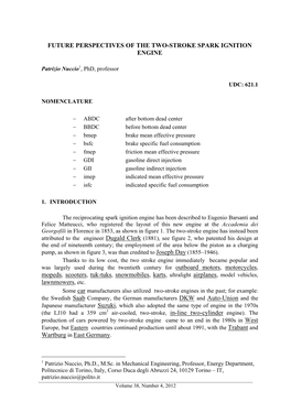 Future Perspectives of the Two-Stroke Spark Ignition Engine