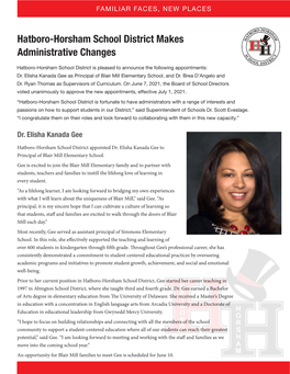 2021-2022 Administrative Changes