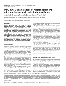A Database of Macronuclear and Micronuclear Genes in Spirotrichous Ciliates Andre R