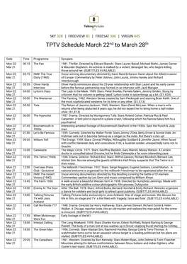 TPTV Schedule March 22Nd to March 28Th