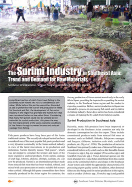 The Surimi Industryin Southeast Asia: Trend and Demand for Raw Materials