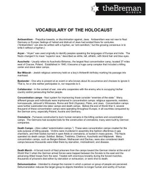 Vocabulary of the Holocaust