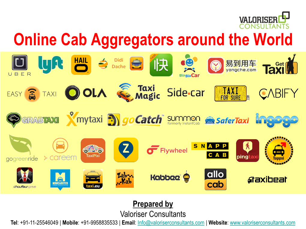 Online Cab Aggregators Around the World