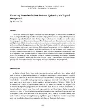 Vectors of Sense-Production: Deleuze, Hjelmslev, and Digital Ontogenesis by MICHAEL EBY