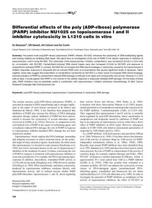 Differential Effects of the Poly (ADP-Ribose)Polymerase (PARP