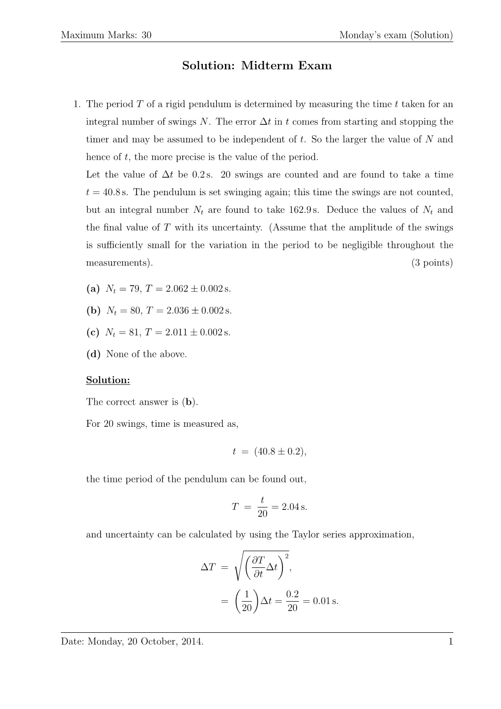 Solution: Midterm Exam