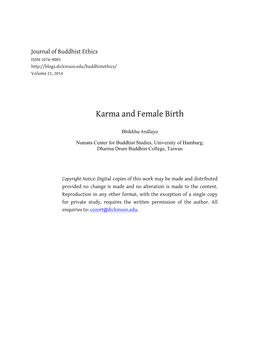 Karma and Female Birth