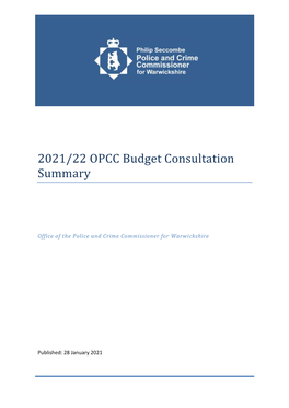 2021/22 OPCC Budget Consultation Summary