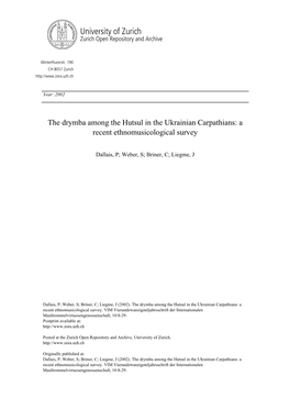 The Drymba Among the Hutsul in the Ukrainian Carpathians: a Recent Ethnomusicological Survey