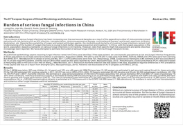 Burden of Serious Fungal Infections in China Liping Zhu, Jiqin Wu