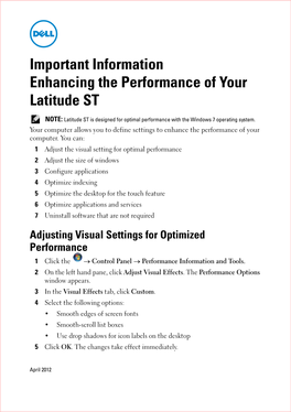 Enhancing the Performance of Your Latitude ST