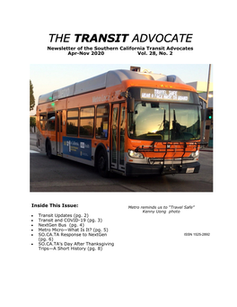 Inside This Issue: Newsletter of the Southern California Transit