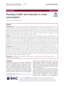 Planetary Health and Reduction in Meat Consumption Dora Marinova* and Diana Bogueva