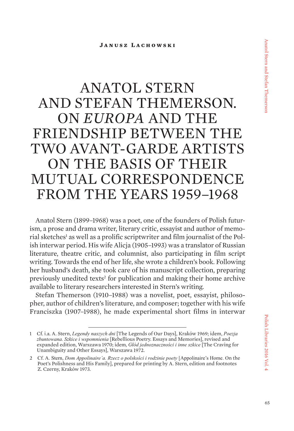 Anatol Stern and Stefan Themerson. on Europa And