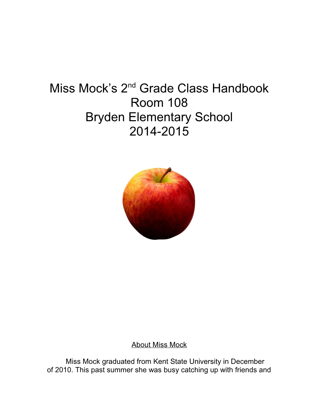 Miss Mock S 2Nd Grade Class Handbook