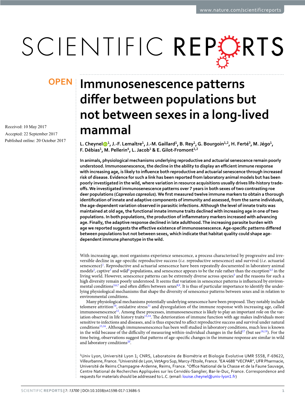 Immunosenescence Patterns Differ Between Populations but Not Between Sexes in a Long-Lived Mammal