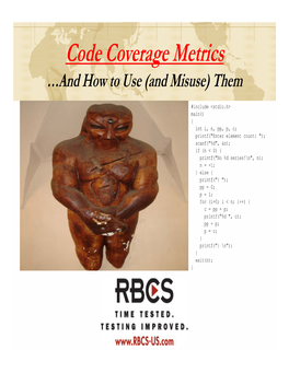 Code Coverage Metrics Code Coverage