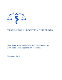 New York State Task Force Ventilator Allocation Guidelines