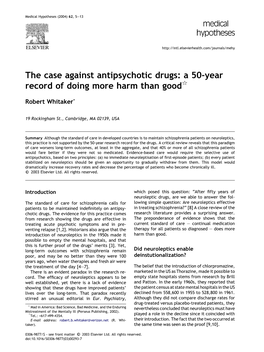 The Case Against Antipsychotic Drugs: a 50-Year Record of Doing More Harm Than Goodq