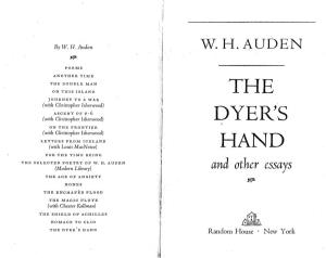 W. H.AUDEN the DYER's