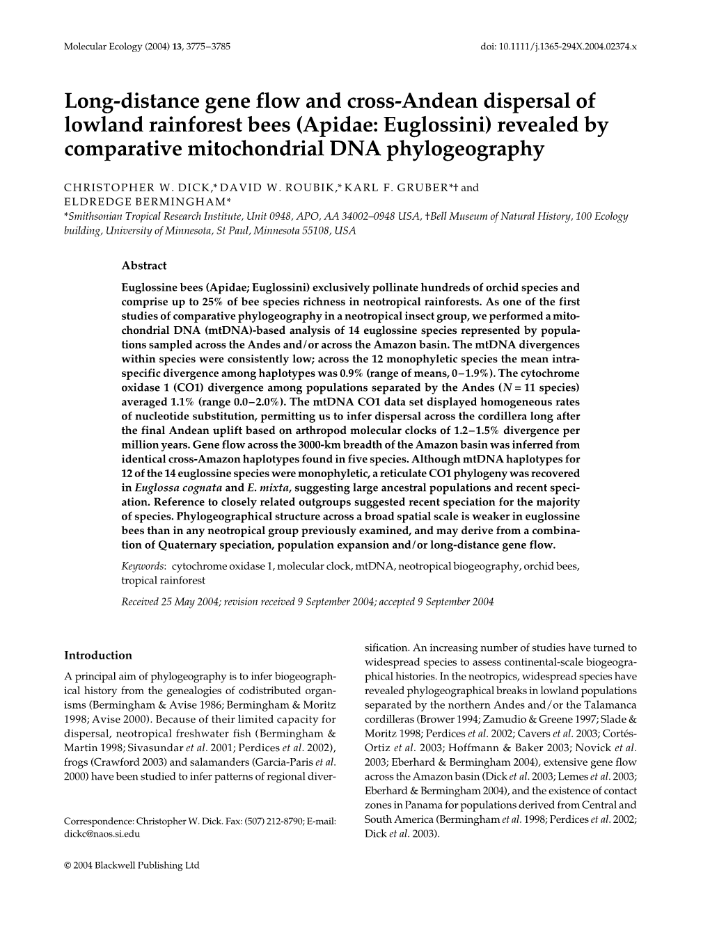 Long-Distance Gene Flow and Cross