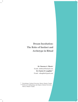Dream Incubation: the Roles of Instinct and Archetype in Ritual